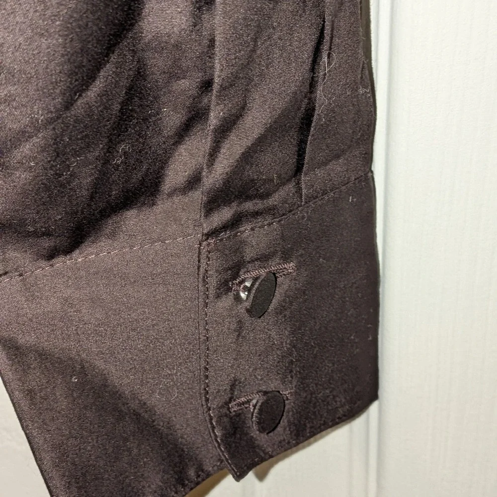 Madewell NW627 Puff Sleeve Band Collar Button Down Shirt Brown XXS NWT $80 - Picture 9 of 10